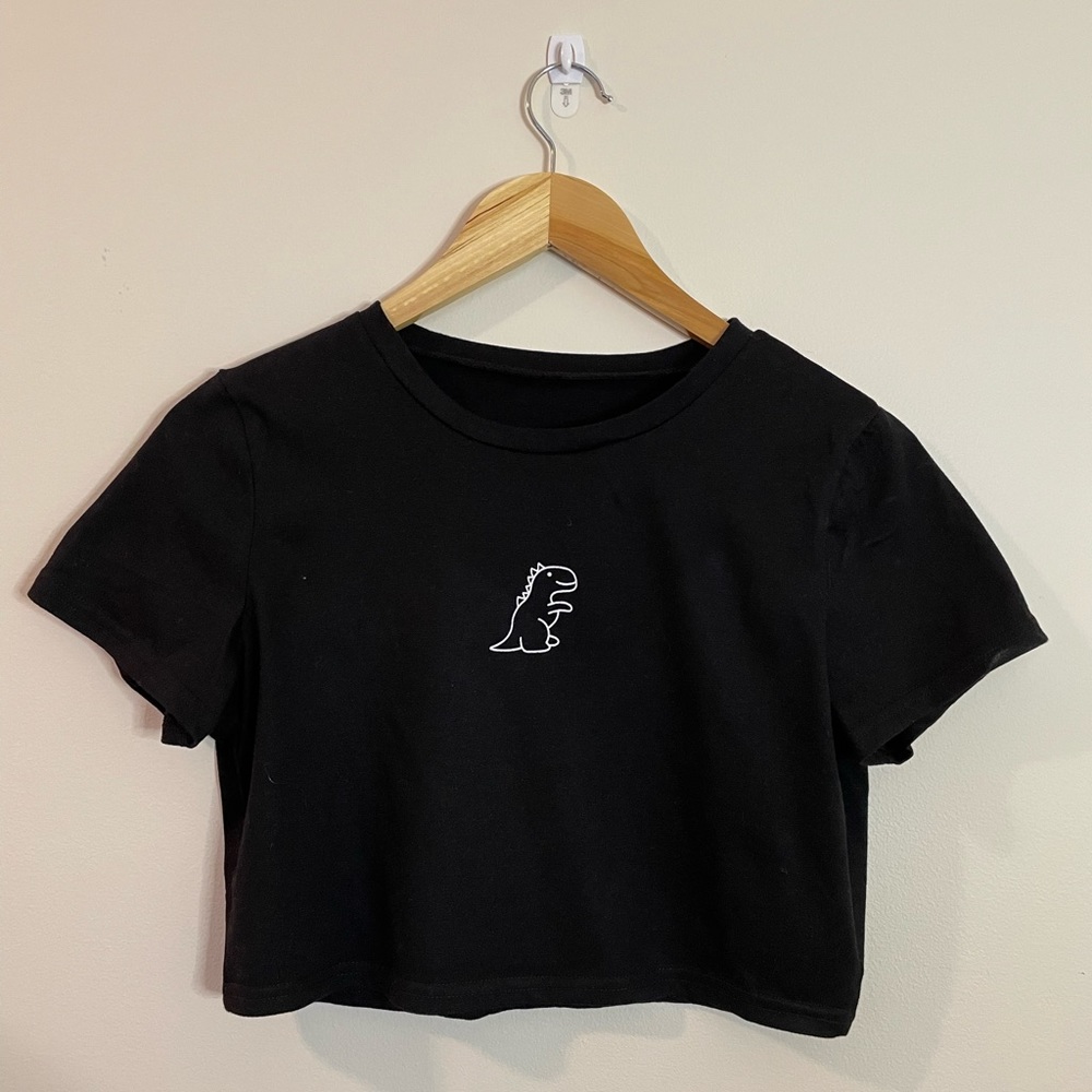Dinosaur Black Crop Top